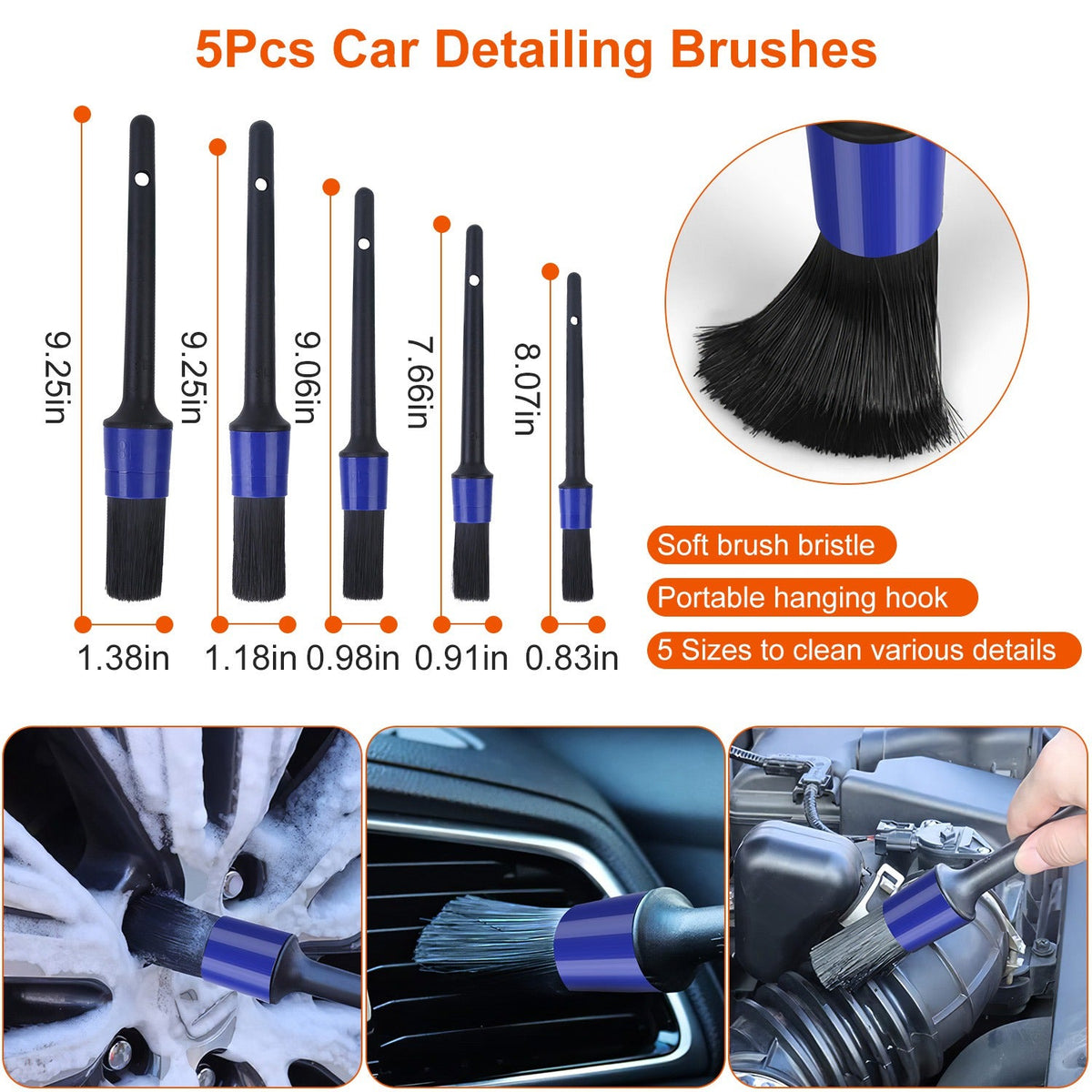 26Pcs Car Detailing Brush Kit Exterior Interior Car Cleaning Set Drill