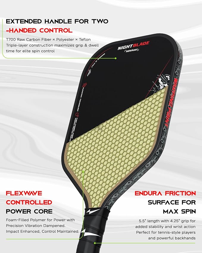 NightBlade Pickleball Paddle 16 mm High Performance Carbon Fiber Face